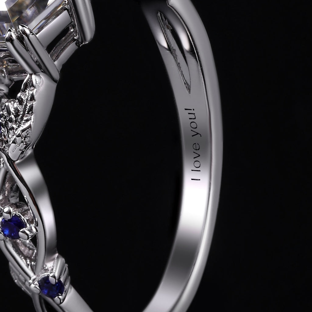 Hexagon Cut Gray Moissanite IvyFlow Split Claw Ring