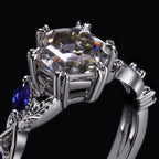Hexagon Cut Gray Moissanite IvyFlow Split Claw Ring