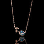 Pear Cut Black Opal Tulip Floral Necklace