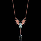 Coffin Cut Moss Agate Nightwing Gothic Y Necklace