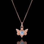 Round Cut Labradorite Vintage Butterfly Pendant Necklace