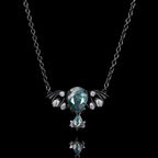 Pear Cut Moss Agate Nightwing Gothic Drop Necklace