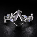 Kite Cut Black Rutilated Quartz Nature Inspired LeafLace Ring