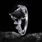 Kite Cut Black Rutilated Quartz Nature Inspired LeafLace Ring
