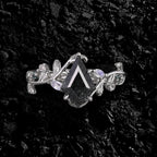 Kite Cut Black Rutilated Quartz Nature Inspired LeafLace Ring