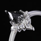 Kite Cut Black Rutilated Quartz Tiara Half Halo Ring Mystic Crystal Gothic Ring
