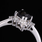 Kite Cut Black Rutilated Quartz Tiara Half Halo Ring Mystic Crystal Gothic Ring