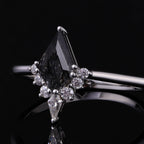 Kite Cut Black Rutilated Quartz Tiara Half Halo Ring Mystic Crystal Gothic Ring