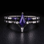 Kite Cut Blue Sandstone Celestial Gothic Ring Set