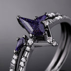 Kite Cut Blue Sandstone Celestial Gothic Ring Set