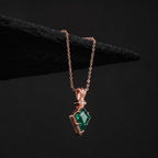 Kite Cut Lab Emerald Vintage Geometric Pendant Necklace