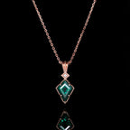 Kite Cut Lab Emerald Vintage Geometric Pendant Necklace