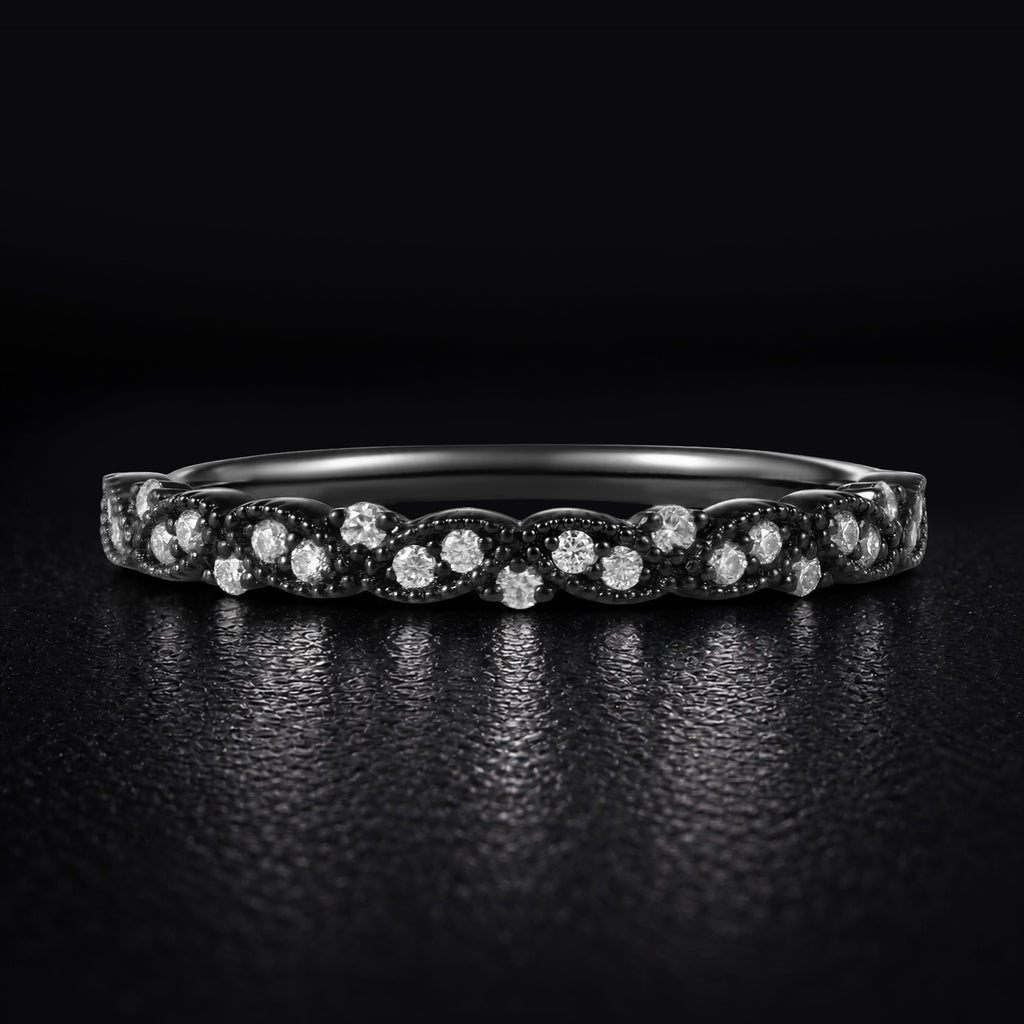 Lab Diamond Milgrain Infinity Twist Gothic Band Ring
