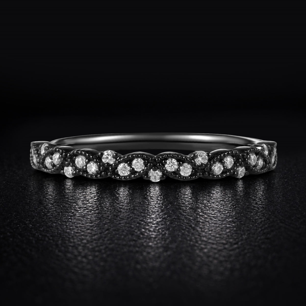 Lab Diamond Milgrain Infinity Twist Gothic Band Ring