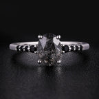 Oval Cut Black Rutilated Quartz Pavé Ring