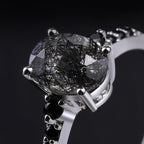Oval Cut Black Rutilated Quartz Pavé Ring