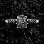 Oval Cut Black Rutilated Quartz Pavé Ring