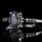 Oval Cut Black Rutilated Quartz Pavé Ring