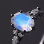 Oval Cut Moonstone Twisted Band Ring