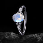 Oval Cut Moonstone Twisted Band Ring