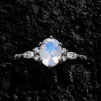 Oval Cut Moonstone Twisted Band Ring