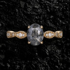 Oval Cut Salt & Pepper Diamond Vintage Ring