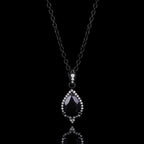 Pear Cut Black Diamond Halo Gothic Pendant Necklace