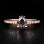 Pear Cut Black Rutilated Quartz Pavé Ring