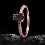 Pear Cut Black Rutilated Quartz Pavé Ring