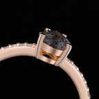 Pear Cut Black Rutilated Quartz Pavé Ring