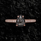 Pear Cut Black Rutilated Quartz Pavé Ring