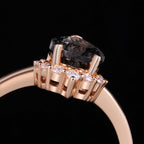 Pear Cut Black Rutilated Quartz Tiara Half Halo Ring