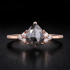 Pear Cut Salt & Pepper Diamond Six Prong Ring With Lab Diamond Accents