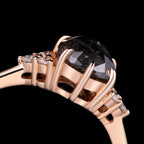 Pear Cut Salt & Pepper Diamond Six Prong Ring With Lab Diamond Accents