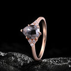 Pear Cut Salt & Pepper Diamond Six Prong Ring With Lab Diamond Accents