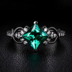 Princess Cut Lab Emerald Infinity Pavé Ring