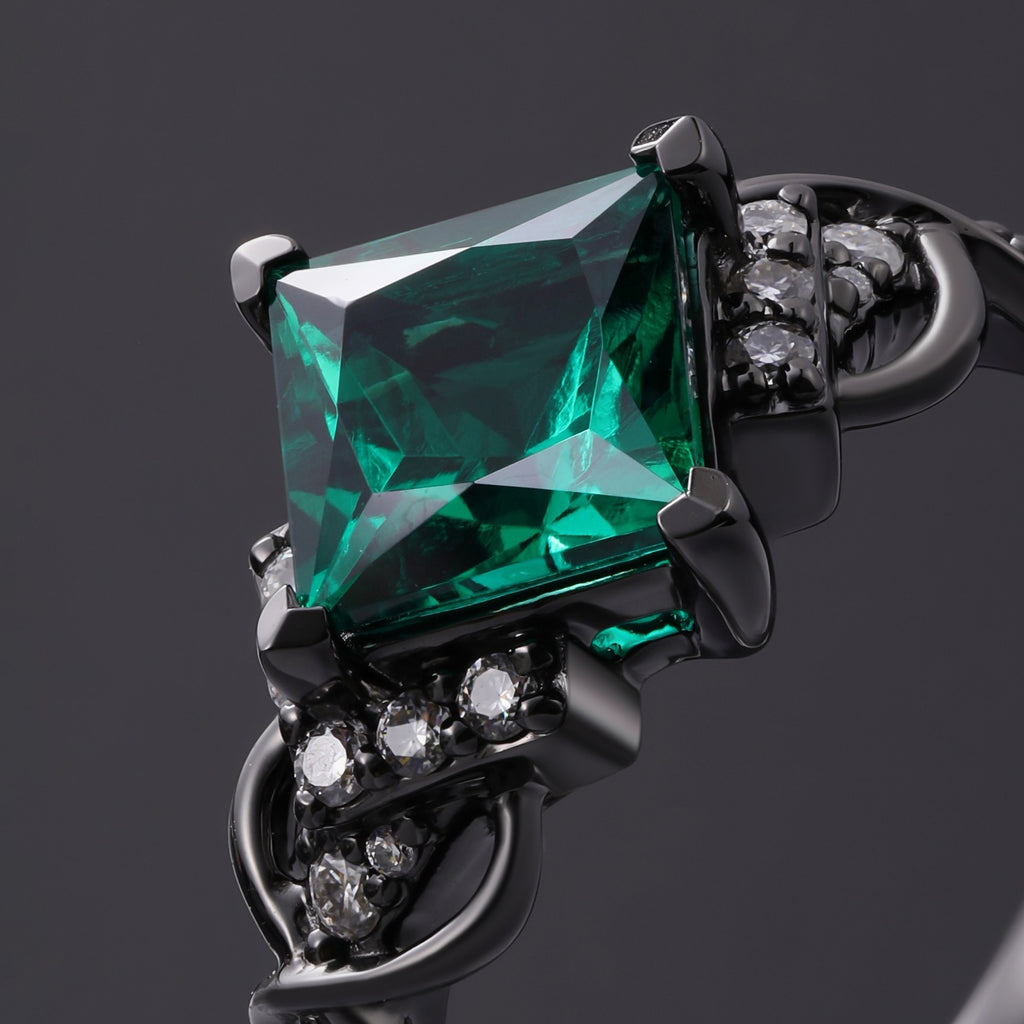 Princess Cut Lab Emerald Infinity Pavé Ring