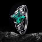 Princess Cut Lab Emerald Infinity Pavé Ring