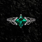 Princess Cut Lab Emerald Infinity Pavé Ring