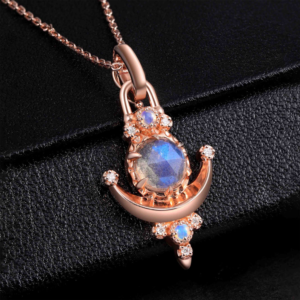 Round Cut Labradorite Moonlit Elixir Pendant Necklace
