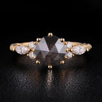 Round Cut Salt & Pepper Diamond Twisted Band Ring With Lab Diamond Accents