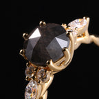 Round Cut Salt & Pepper Diamond Twisted Band Ring With Lab Diamond Accents