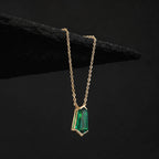 Shield Cut Lab  Emerald Geometric Pendant Necklace