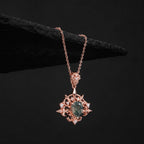 Pear Cut Moss Agate Radiant Arrow Gothic Pendant Necklace