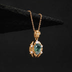 Pear Cut Moss Agate Scorpion Talisman Necklace