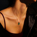 Shield Cut Lab  Emerald Geometric Pendant Necklace