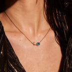 Pear Cut Black Opal Tulip Floral Necklace