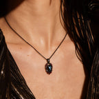 Coffin Cut Lab Alexandrite Vampire Relic Gothic Pendant Necklace with Garnet Accents