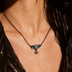 Pear Cut Moss Agate Nightwing Gothic Drop Necklace
