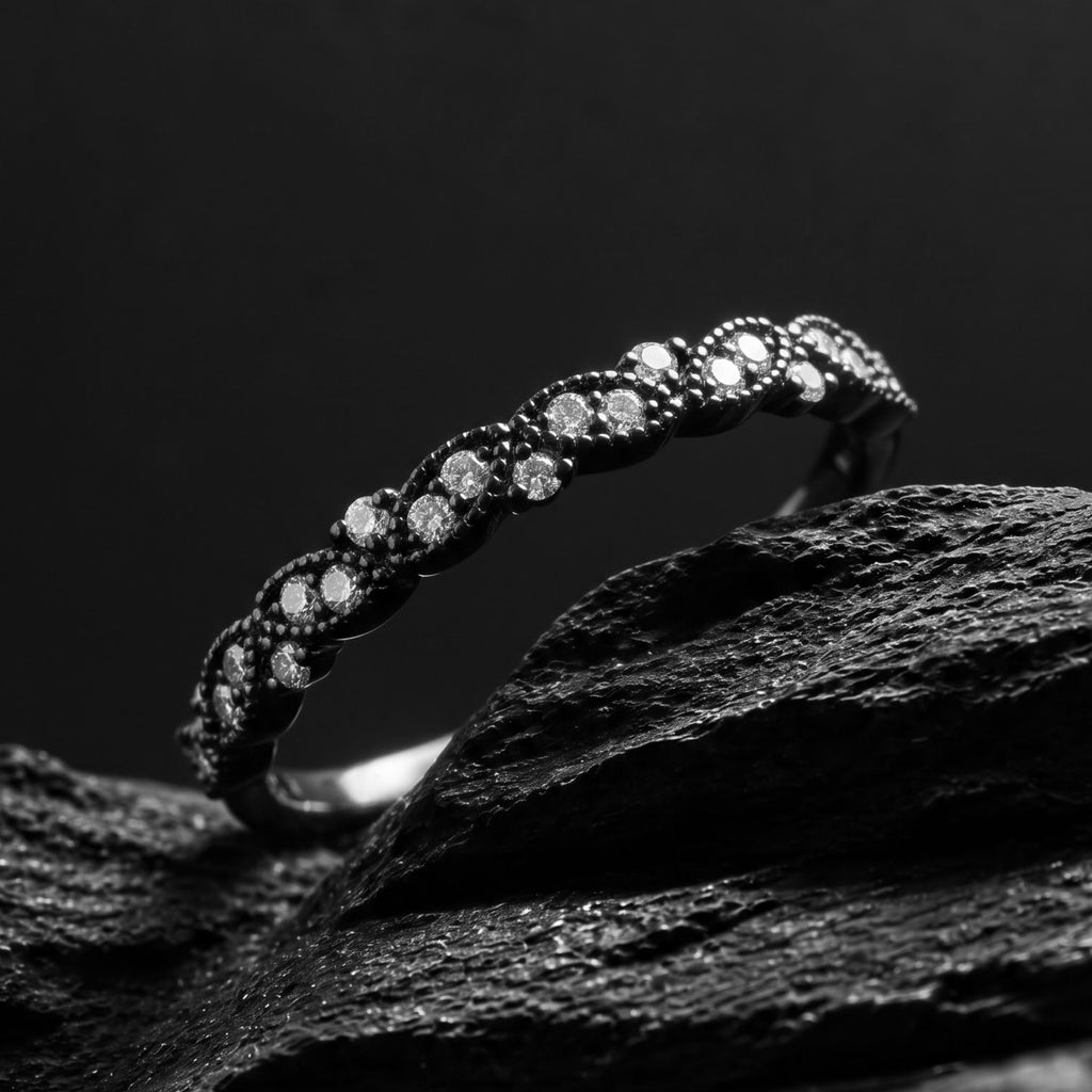 Lab Diamond Milgrain Infinity Twist Gothic Band Ring
